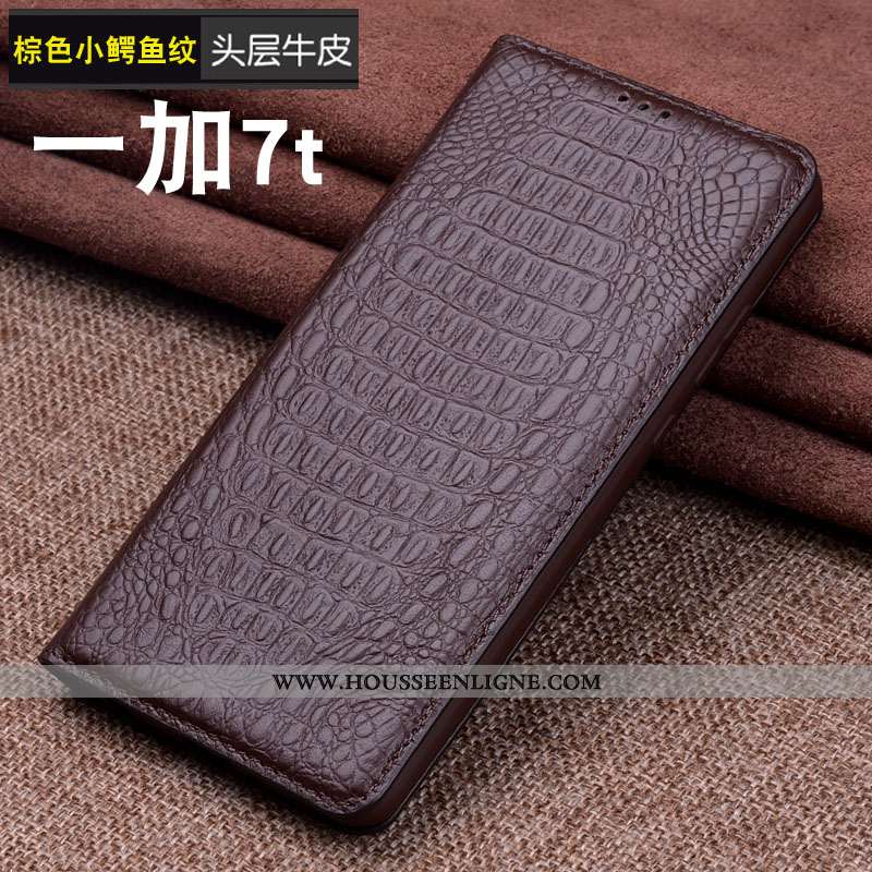 Housse Oneplus 7t Silicone Protection Coque Luxe Business Marron Incassable
