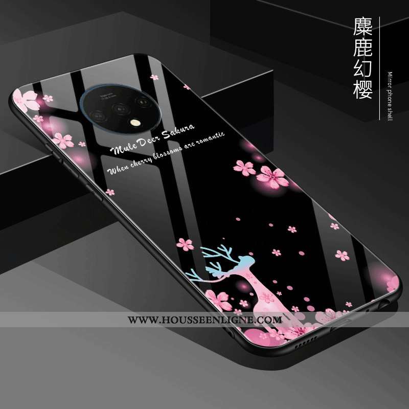 Housse Oneplus 7t Verre Personnalité Tout Compris Nouveau Créatif Fluide Doux Silicone Noir