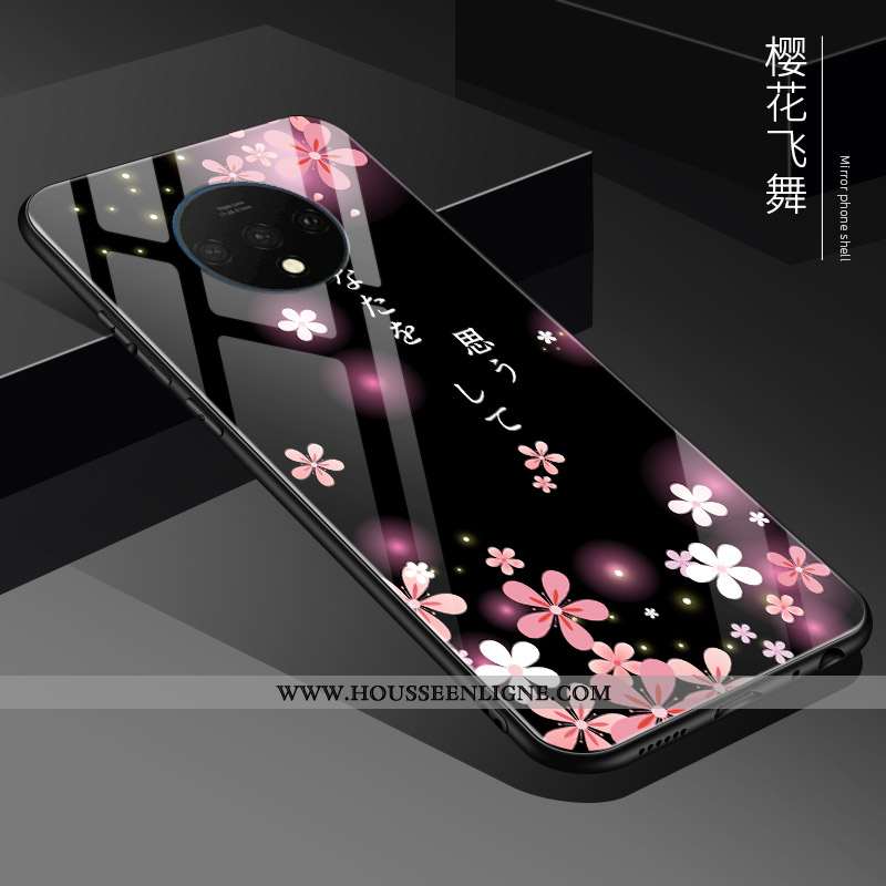 Housse Oneplus 7t Verre Personnalité Tout Compris Nouveau Créatif Fluide Doux Silicone Noir