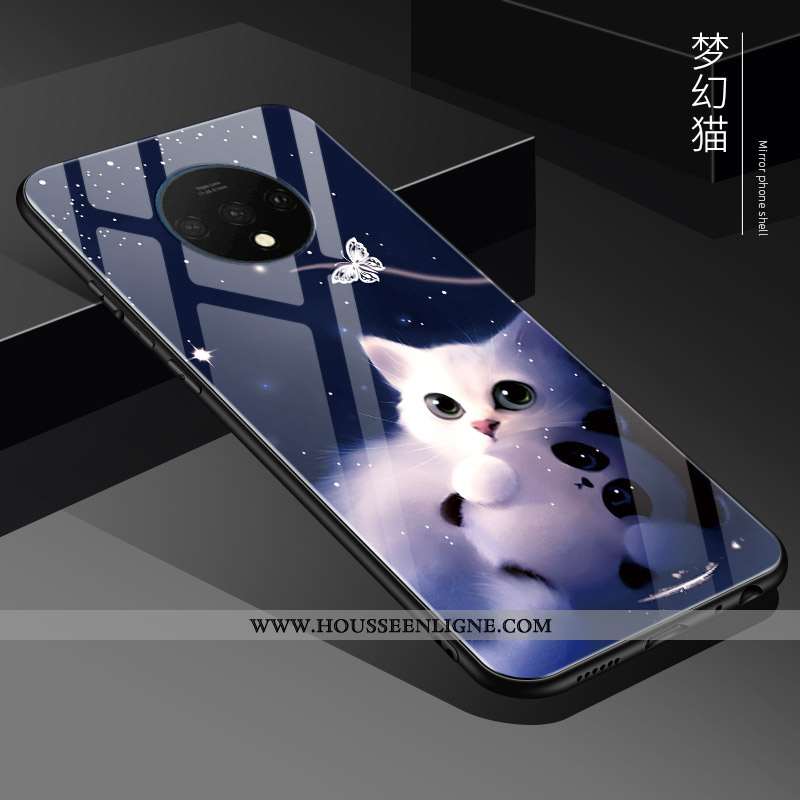 Housse Oneplus 7t Verre Personnalité Tout Compris Nouveau Créatif Fluide Doux Silicone Noir