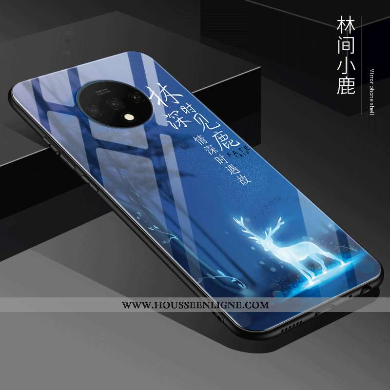 Housse Oneplus 7t Verre Personnalité Tout Compris Nouveau Créatif Fluide Doux Silicone Noir
