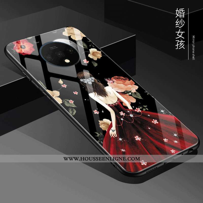 Housse Oneplus 7t Verre Personnalité Tout Compris Nouveau Créatif Fluide Doux Silicone Noir
