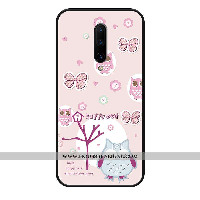 Housse Oneplus 8 Délavé En Daim Dessin Animé Grand Téléphone Portable Protection Charmant Coque Rose