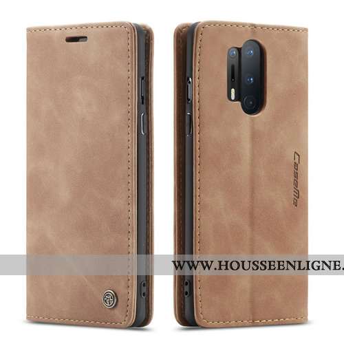 Housse Oneplus 8 Pro Cuir Mode Étui Clamshell Tout Compris Marron Simple