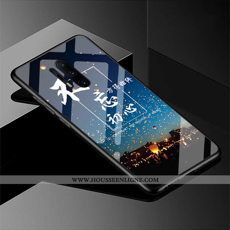 Housse Oneplus 8 Pro Délavé En Daim Tendance Tempérer Verre Protection Noir Tout Compris