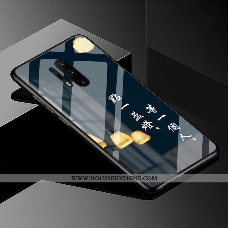 Housse Oneplus 8 Pro Délavé En Daim Tendance Tempérer Verre Protection Noir Tout Compris