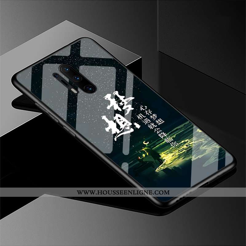 Housse Oneplus 8 Pro Délavé En Daim Tendance Tempérer Verre Protection Noir Tout Compris