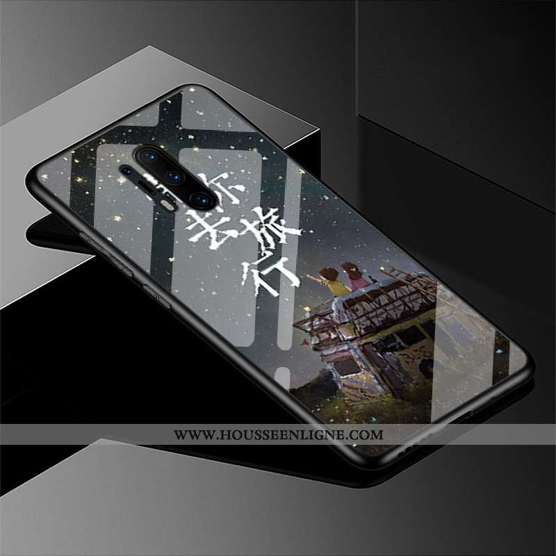 Housse Oneplus 8 Pro Délavé En Daim Tendance Tempérer Verre Protection Noir Tout Compris