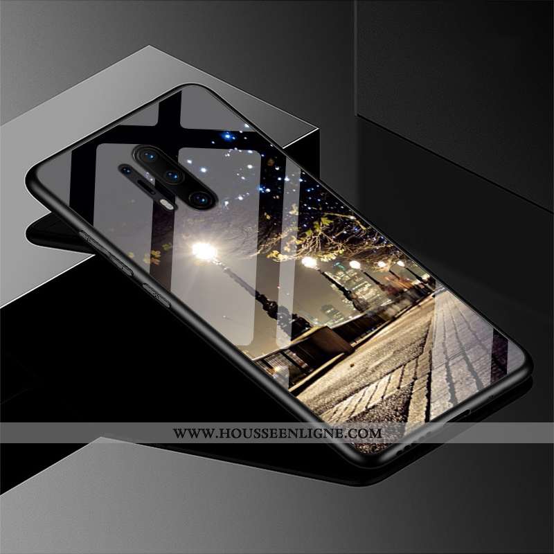 Housse Oneplus 8 Pro Délavé En Daim Tendance Tempérer Verre Protection Noir Tout Compris