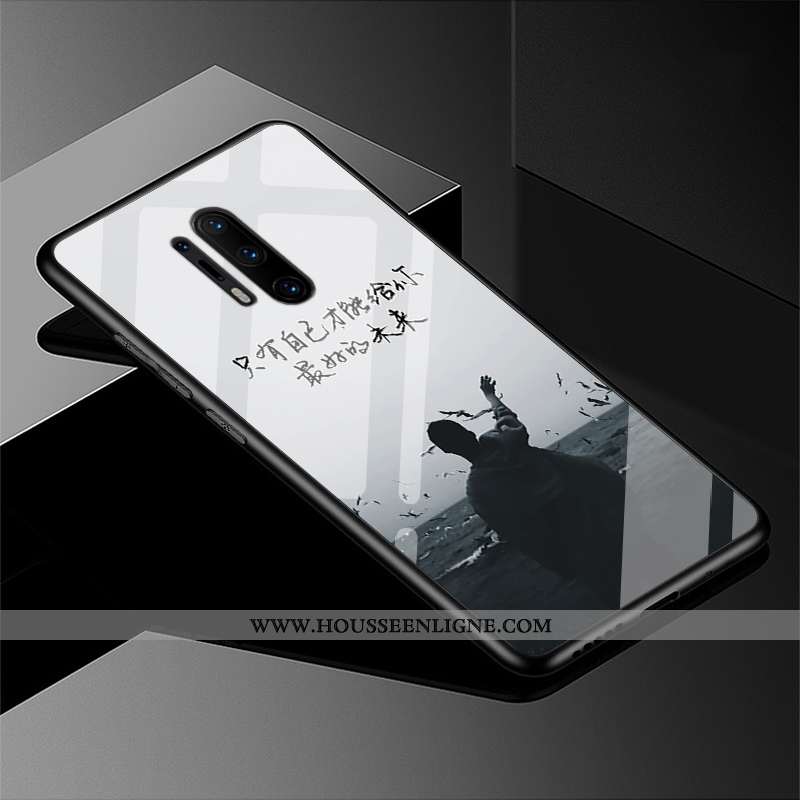 Housse Oneplus 8 Pro Délavé En Daim Tendance Tempérer Verre Protection Noir Tout Compris