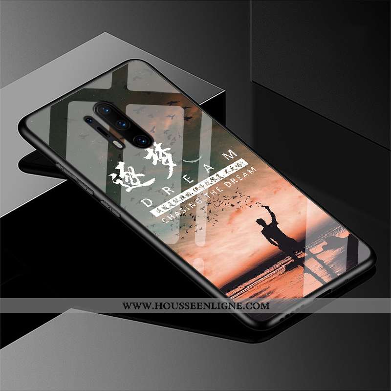 Housse Oneplus 8 Pro Délavé En Daim Tendance Tempérer Verre Protection Noir Tout Compris
