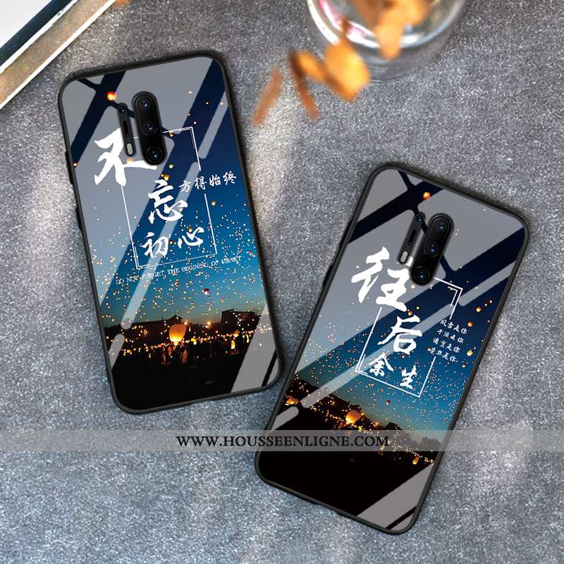 Housse Oneplus 8 Pro Délavé En Daim Tendance Tempérer Verre Protection Noir Tout Compris