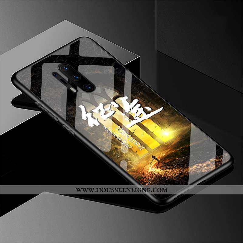 Housse Oneplus 8 Pro Délavé En Daim Tendance Tempérer Verre Protection Noir Tout Compris