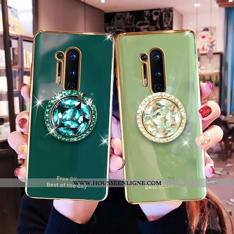 Housse Oneplus 8 Pro Luxe Créatif Coque Protection Gris Luxe Placage Verte