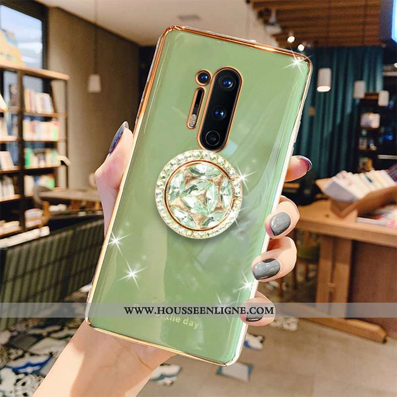 Housse Oneplus 8 Pro Luxe Créatif Coque Protection Gris Luxe Placage Verte