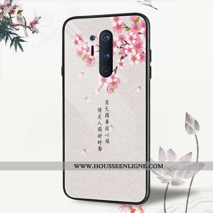 Housse Oneplus 8 Pro Protection Verre Créatif Étui Vent Coque Personnalité Beige
