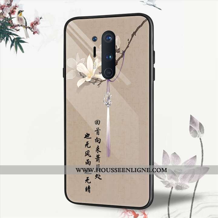 Housse Oneplus 8 Pro Protection Verre Créatif Étui Vent Coque Personnalité Beige