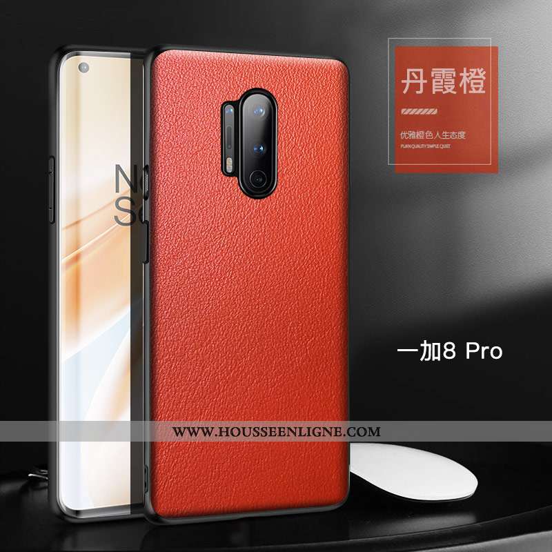 Housse Oneplus 8 Pro Tendance Cuir Protection Simple Personnalité Véritable Tout Compris Cuir Haut N
