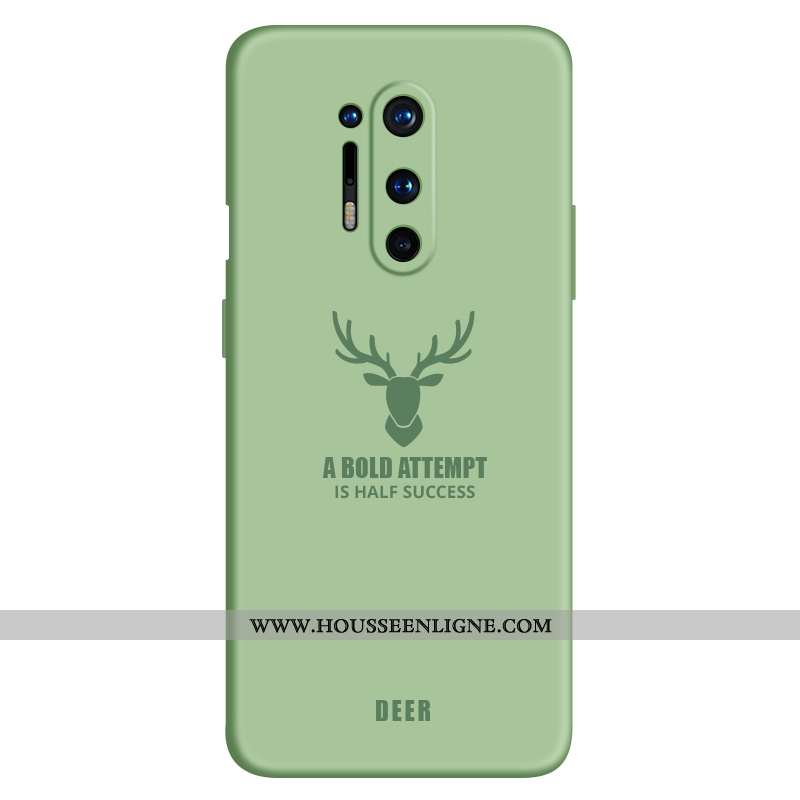 Housse Oneplus 8 Pro Ultra Légère Coque Simple Silicone Étui Téléphone Portable Verte