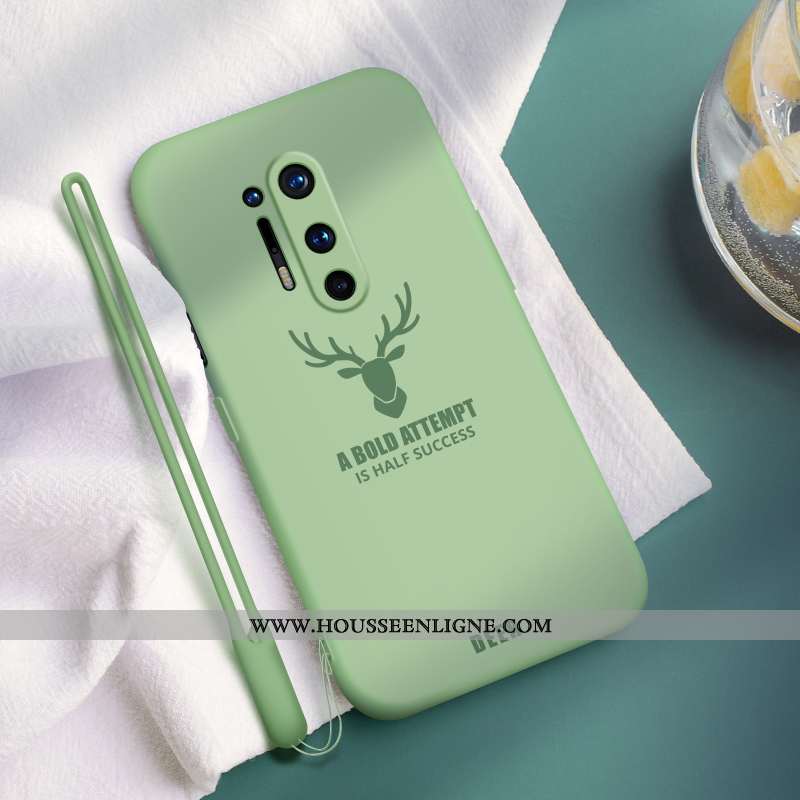Housse Oneplus 8 Pro Ultra Légère Coque Simple Silicone Étui Téléphone Portable Verte
