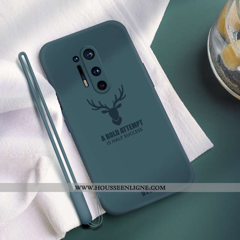 Housse Oneplus 8 Pro Ultra Légère Coque Simple Silicone Étui Téléphone Portable Verte
