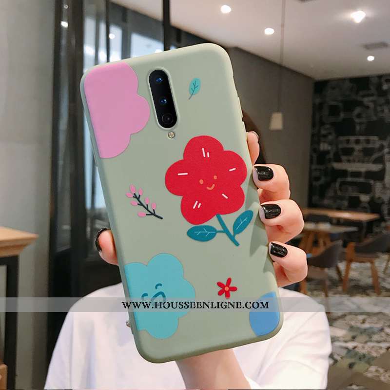 Housse Oneplus 8 Tendance Fluide Doux Coque Fleurs Téléphone Portable Art Créatif Verte