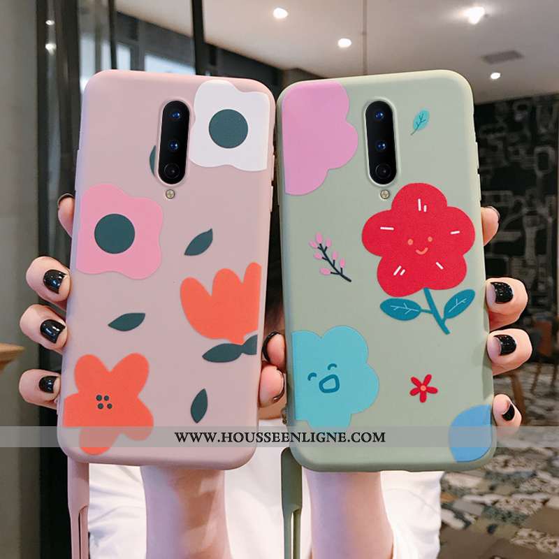 Housse Oneplus 8 Tendance Fluide Doux Coque Fleurs Téléphone Portable Art Créatif Verte