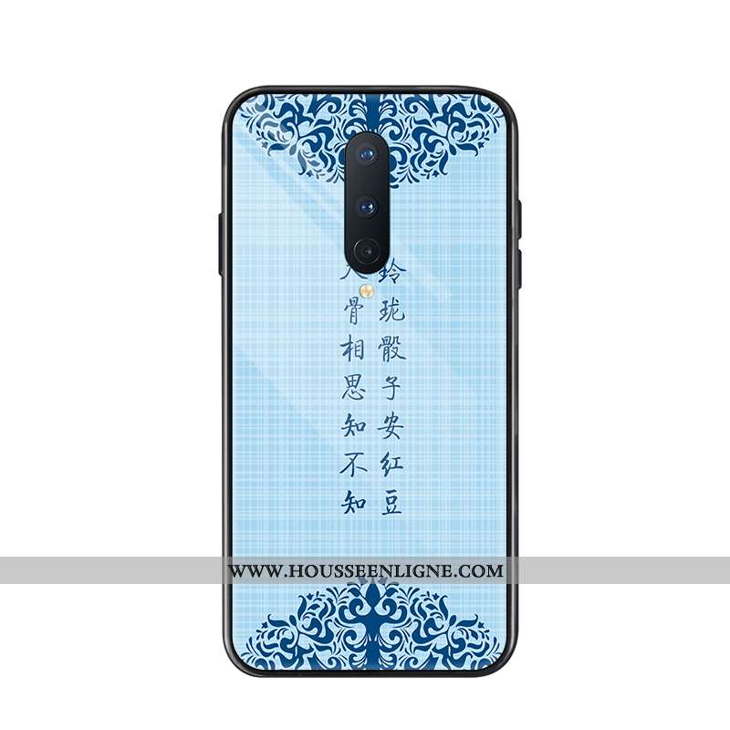 Housse Oneplus 8 Tendance Protection Coque Étui Verre Téléphone Portable Tout Compris Bleu