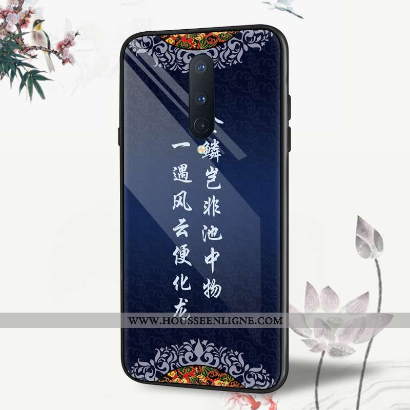 Housse Oneplus 8 Tendance Protection Coque Étui Verre Téléphone Portable Tout Compris Bleu