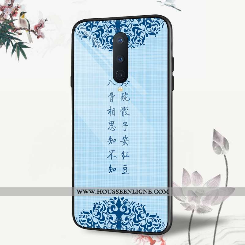 Housse Oneplus 8 Tendance Protection Coque Étui Verre Téléphone Portable Tout Compris Bleu