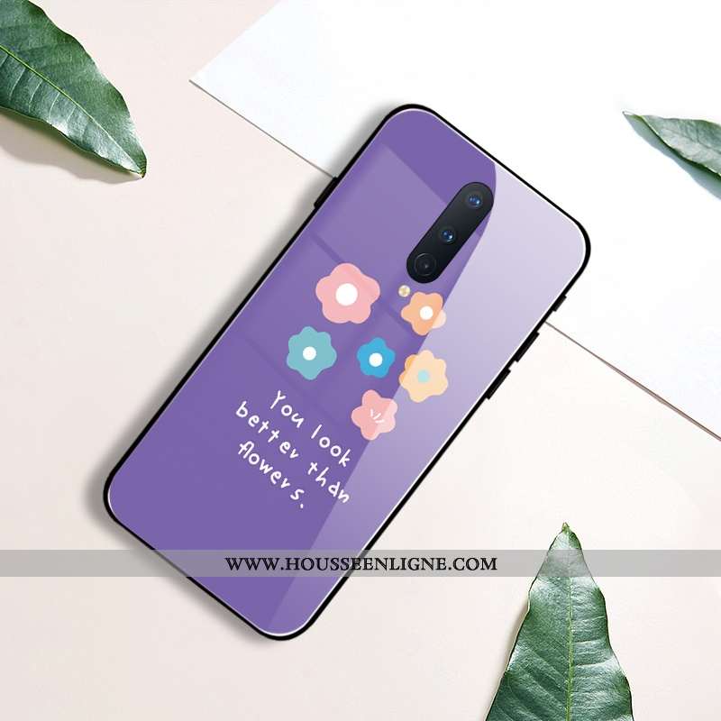 Housse Oneplus 8 Verre Personnalité Coque Clair Protection Simple Mode Violet
