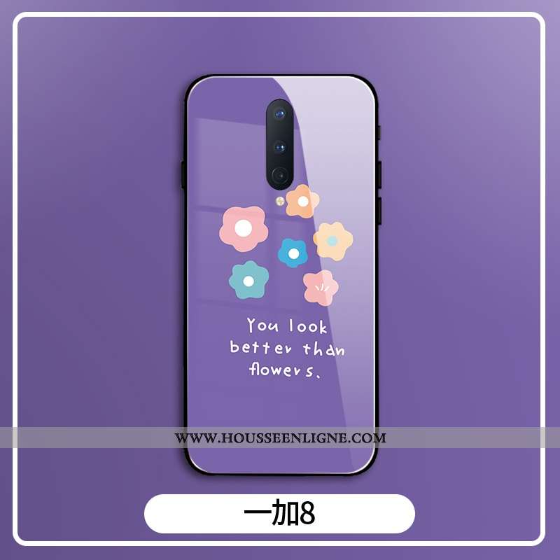 Housse Oneplus 8 Verre Personnalité Coque Clair Protection Simple Mode Violet