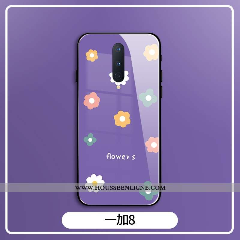 Housse Oneplus 8 Verre Personnalité Coque Clair Protection Simple Mode Violet