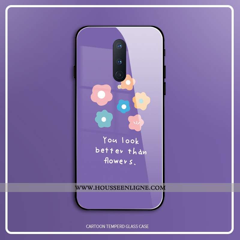 Housse Oneplus 8 Verre Personnalité Coque Clair Protection Simple Mode Violet