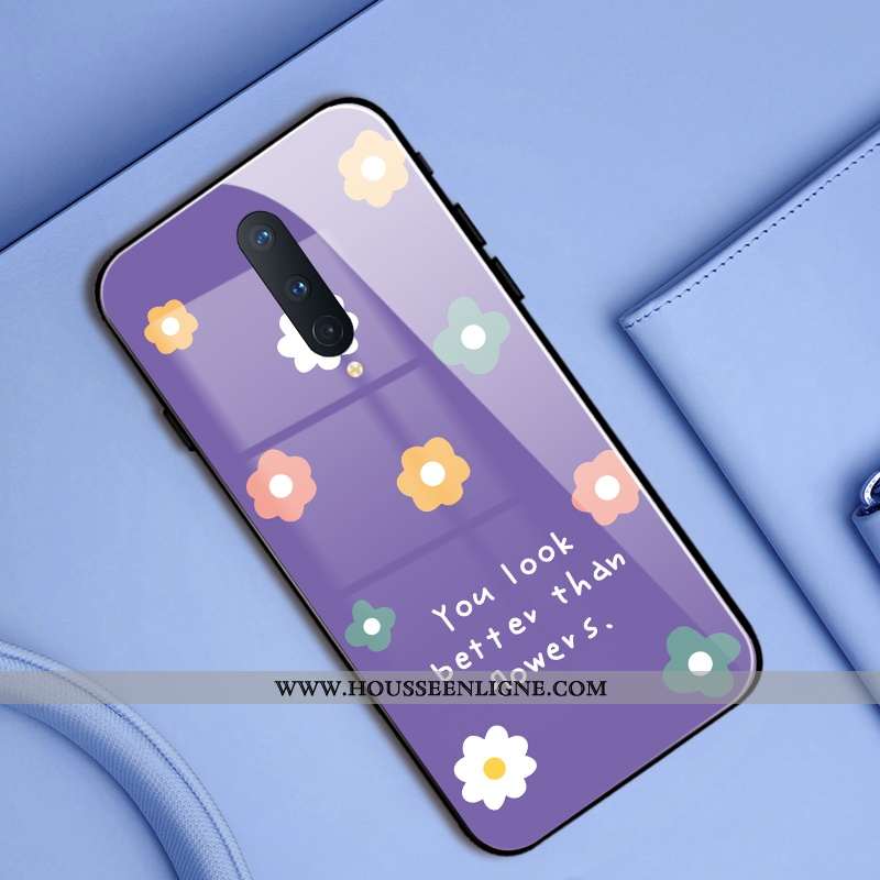 Housse Oneplus 8 Verre Personnalité Coque Clair Protection Simple Mode Violet