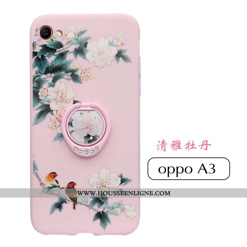 Housse Oppo A3 Légère Fluide Doux Personnalité Ornements Suspendus Silicone Tendance Créatif Rose
