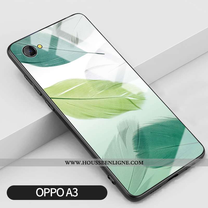 Housse Oppo A3 Verre Silicone Difficile Frais Simple Net Rouge Incassable Verte