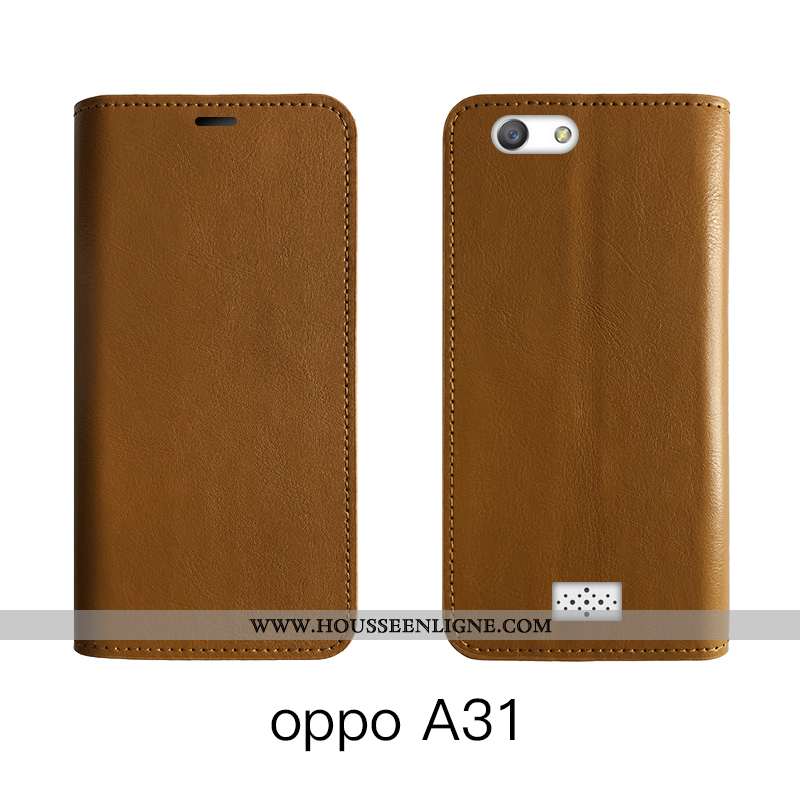 Housse Oppo A31 Cuir Véritable Cuir Bovins Luxe Protection Marron Téléphone Portable
