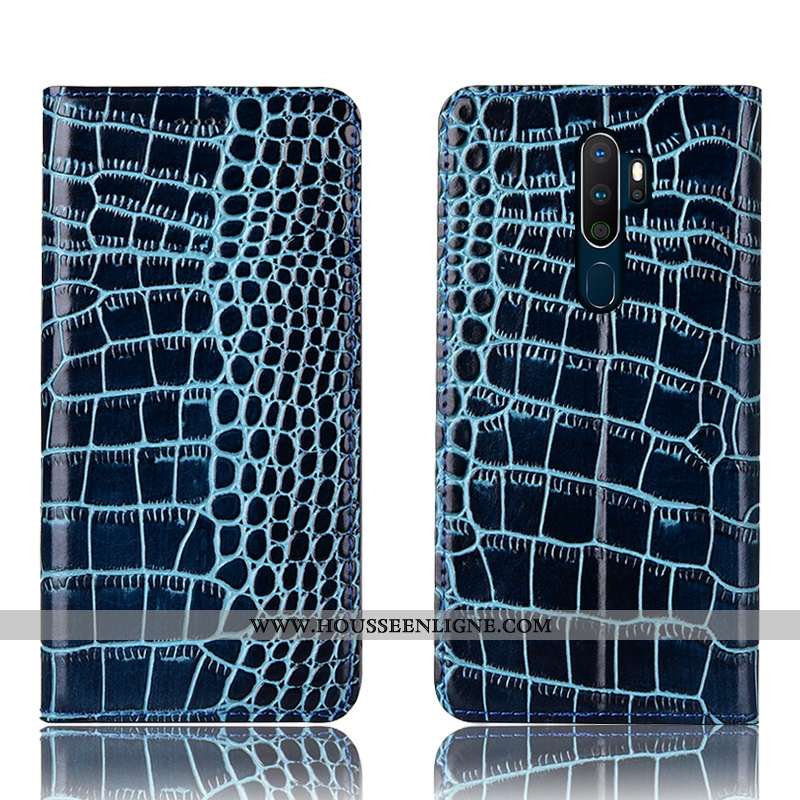 Housse Oppo A5 2020 Cuir Véritable Protection Coque Incassable Téléphone Portable Étui Tout Compris 