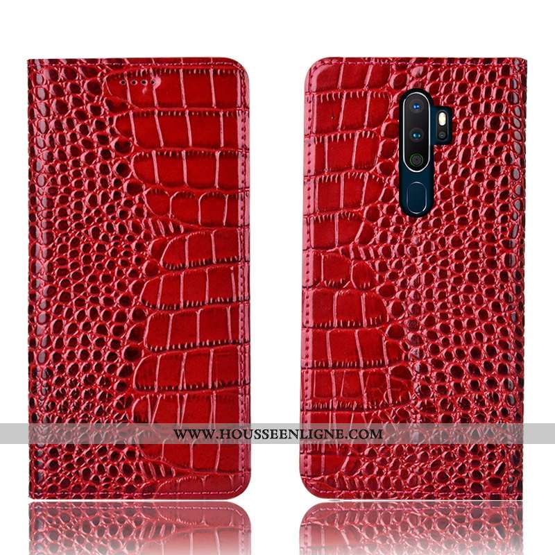 Housse Oppo A5 2020 Cuir Véritable Protection Coque Incassable Téléphone Portable Étui Tout Compris 