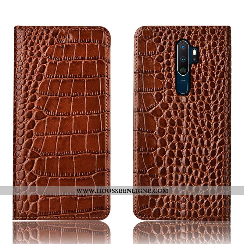 Housse Oppo A5 2020 Cuir Véritable Protection Coque Incassable Téléphone Portable Étui Tout Compris 