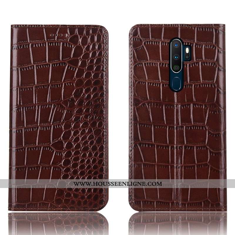 Housse Oppo A5 2020 Cuir Véritable Protection Coque Incassable Téléphone Portable Étui Tout Compris 
