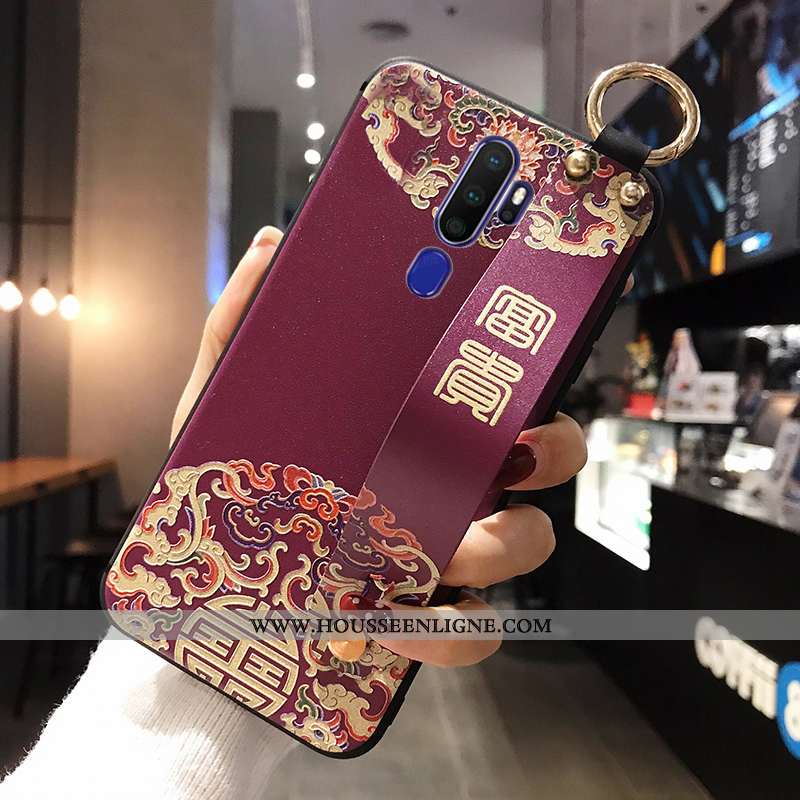 Housse Oppo A5 2020 Dessin Animé Fluide Doux Tout Compris Amoureux Protection Vent Étui Violet