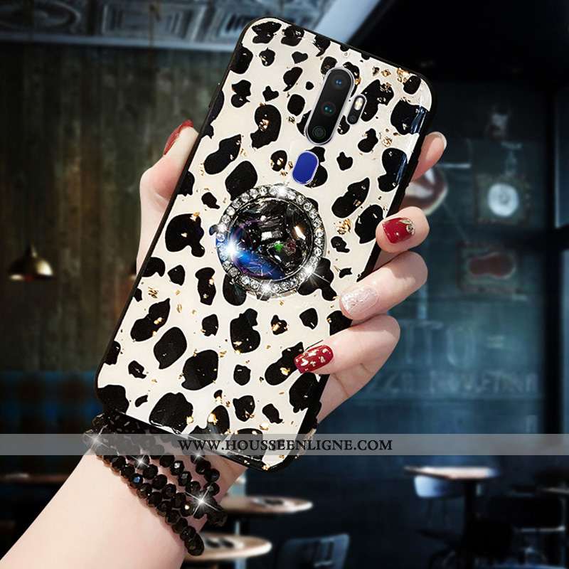 Housse Oppo A5 2020 Mode Protection Léopard Téléphone Portable Modèle Fleurie Net Rouge Coque Noir