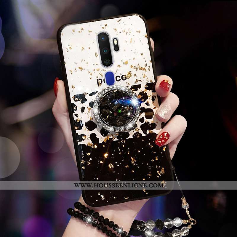 Housse Oppo A5 2020 Mode Protection Léopard Téléphone Portable Modèle Fleurie Net Rouge Coque Noir