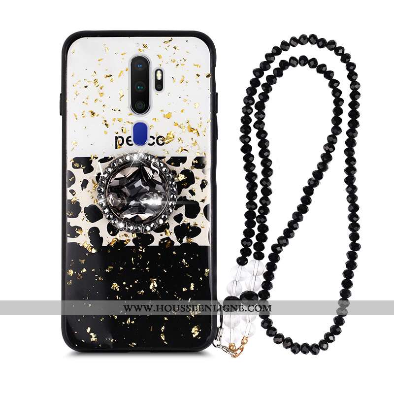 Housse Oppo A5 2020 Mode Protection Léopard Téléphone Portable Modèle Fleurie Net Rouge Coque Noir