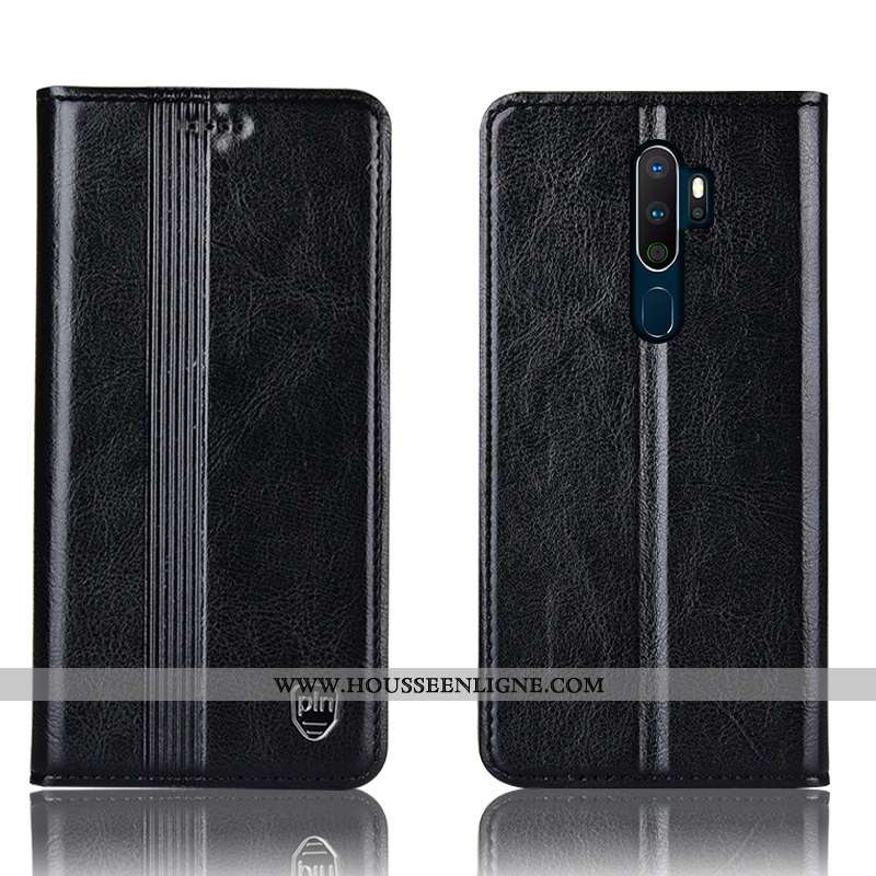 Housse Oppo A5 2020 Protection Cuir Véritable Coque Étui Marron Tout Compris