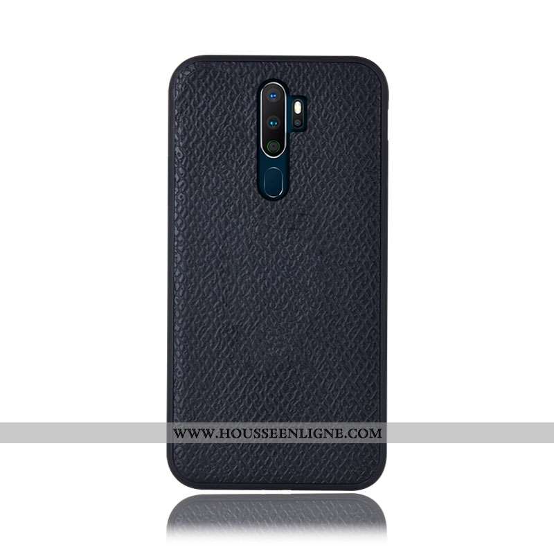 Housse Oppo A5 2020 Protection Cuir Véritable Rouge Incassable Mesh Coque Couvercle Arrière Rose