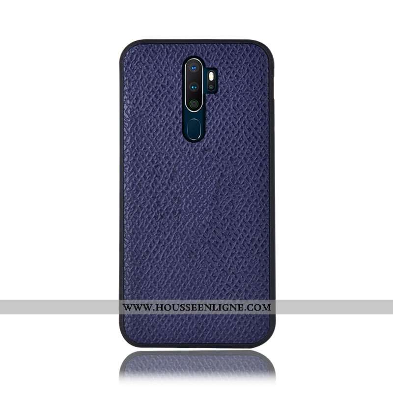 Housse Oppo A5 2020 Protection Cuir Véritable Rouge Incassable Mesh Coque Couvercle Arrière Rose
