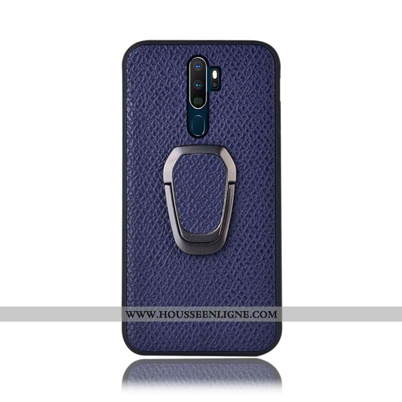 Housse Oppo A5 2020 Protection Cuir Véritable Rouge Incassable Mesh Coque Couvercle Arrière Rose